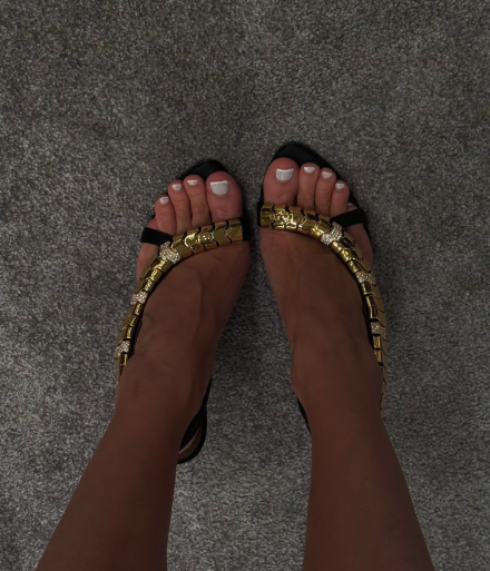 Gold Chain Sandal - Gold metal chain sexy leather sandals