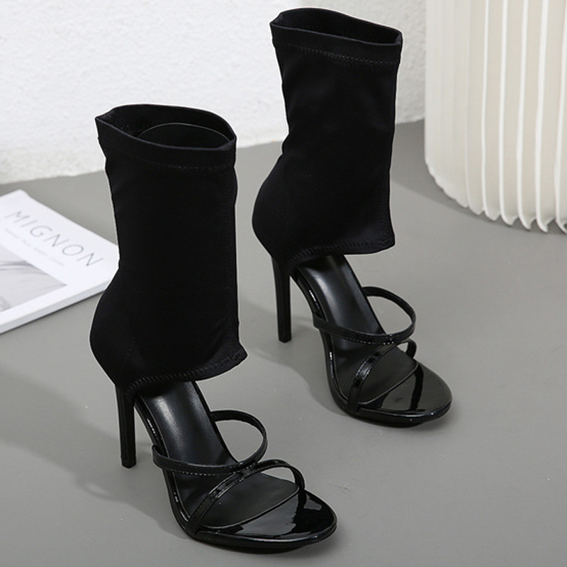 Women Shoes Boots - Fashion High Top Elastic Fabric Boots
