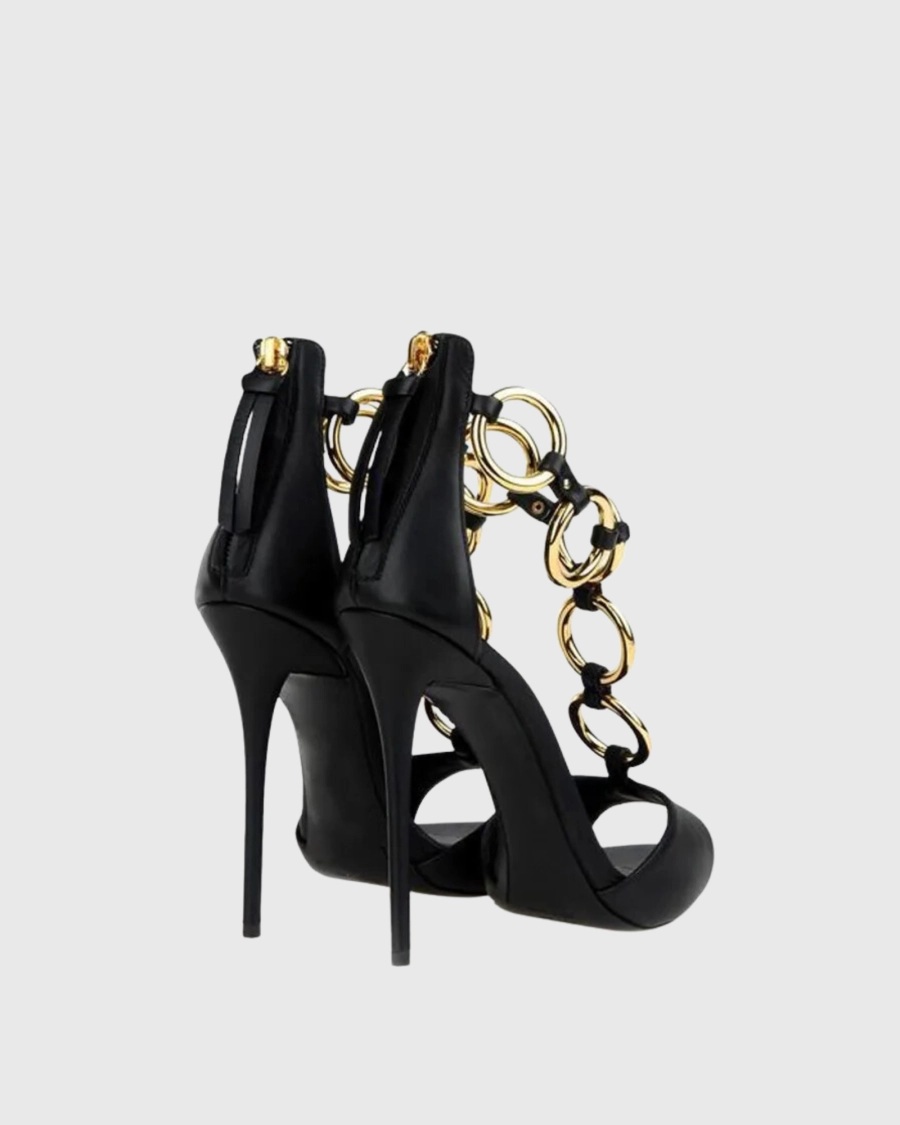 Women Black Leather Gold Chain - огляд і ціна Gold Chain Sandal