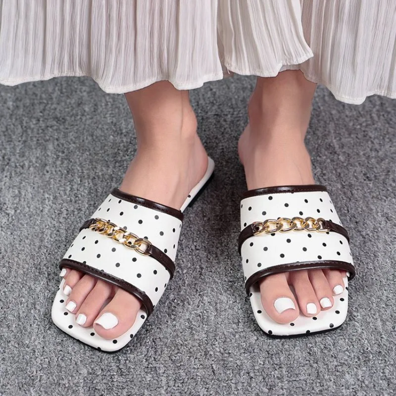Women Square Open Toe Polka Do - огляд і ціна Gold Chain Sandal