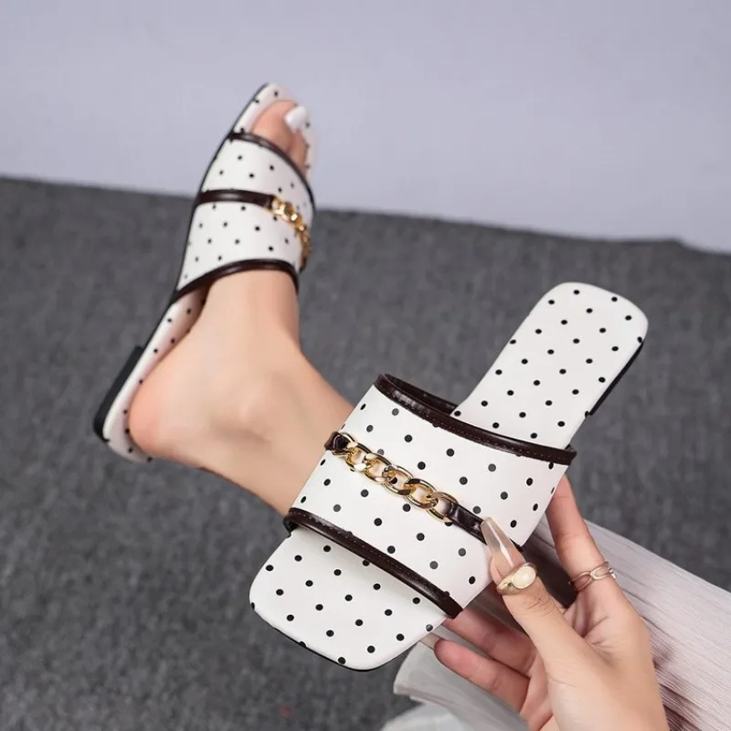 Women Square Open Toe Polka Do - огляд і ціна Gold Chain Sandal