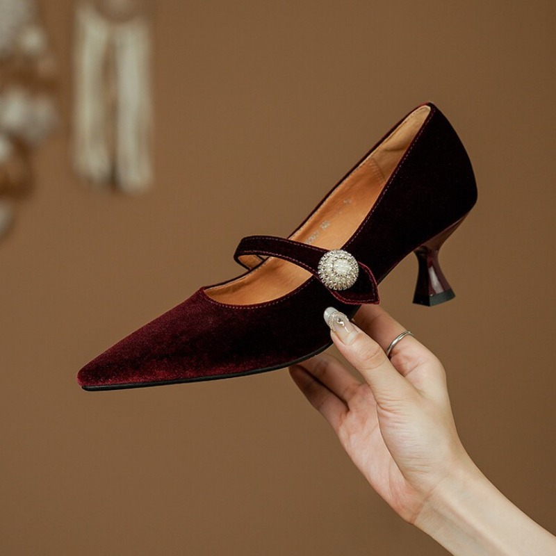 Wine Red Pointed Toe Mary Jane - огляд і ціна Mary Jane Shoes