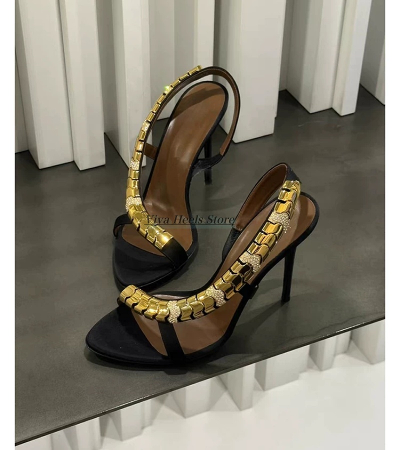 Gold metal chain sexy leather  - огляд і ціна Gold Chain Sandal