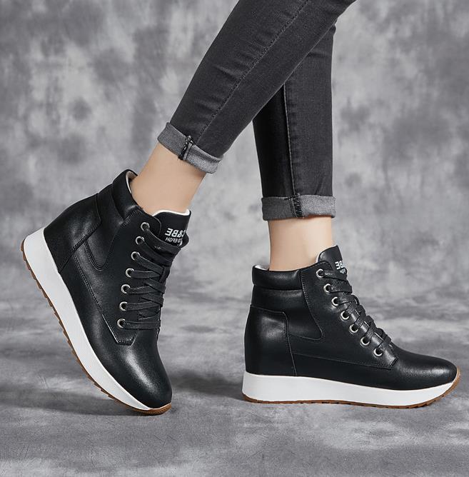 7CM Genuine Leather Women Ankl - огляд і ціна Wedge Heeled Sneaker