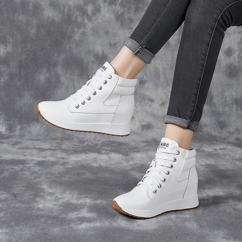 7CM Genuine Leather Women Ankl - огляд і ціна Wedge Heeled Sneaker