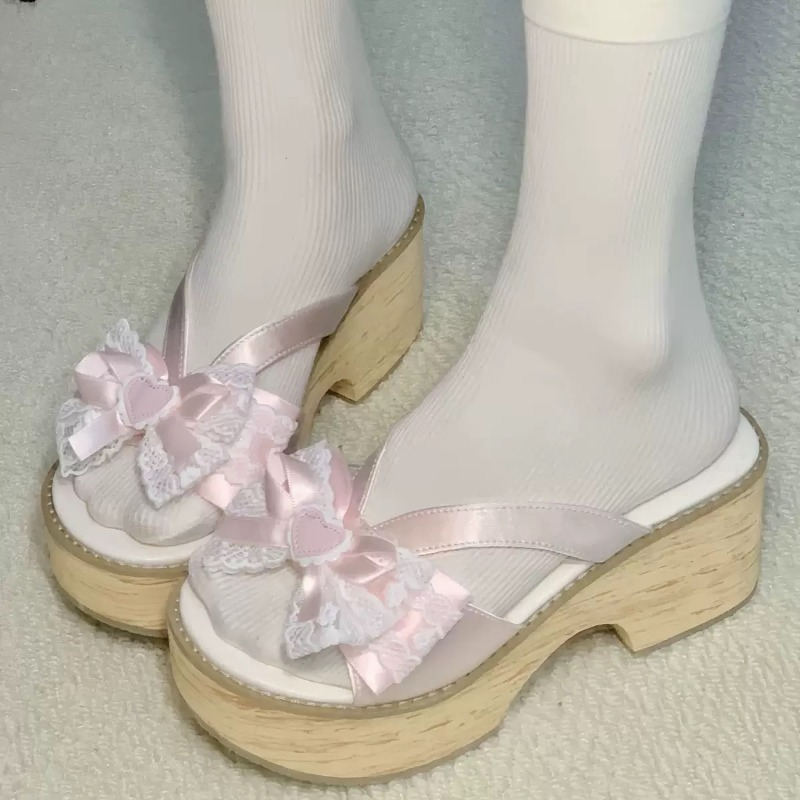 Sweet Bow Wood Grain Thick Bot - огляд і ціна Women Shoes Japan