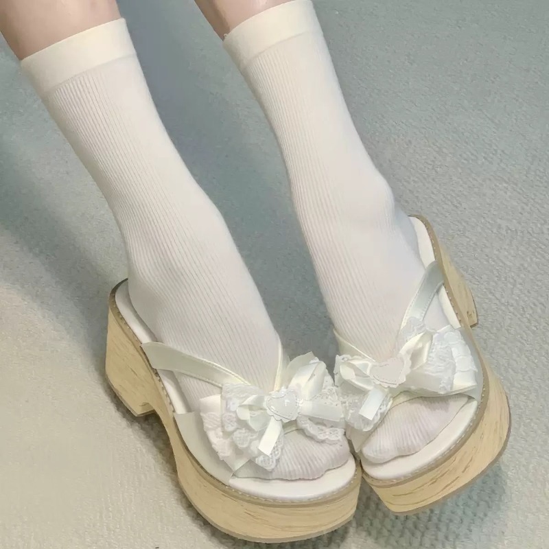 Sweet Bow Wood Grain Thick Bot - огляд і ціна Women Shoes Japan