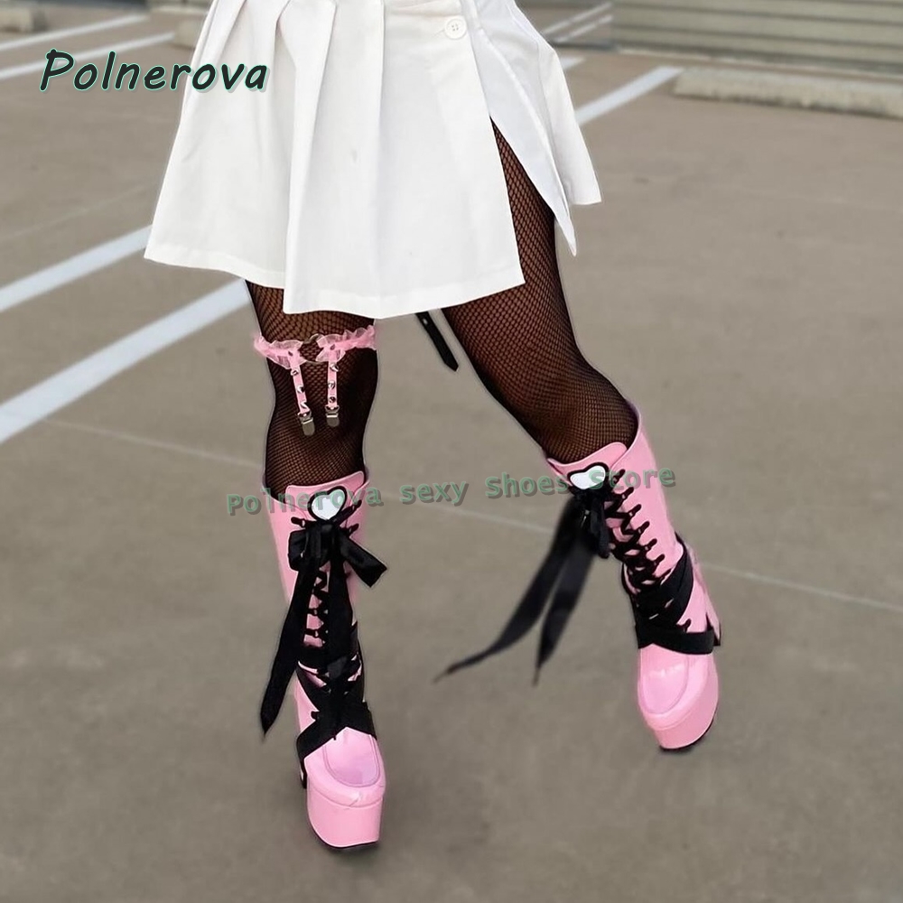Women's Pink Platform Knee Hig - огляд і ціна Wedge Heeled Sneaker