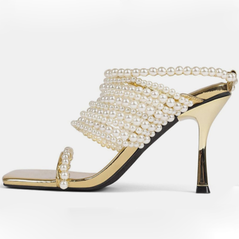 Glossy Pearl Chains Straps Sli - огляд і ціна Gold Chain Sandal